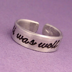 Harry Potter Inspired - all was well - A Hand Stamped Aluminum Ring