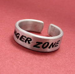 Archer Inspired - Danger Zone - A Hand Stamped Aluminum Ring