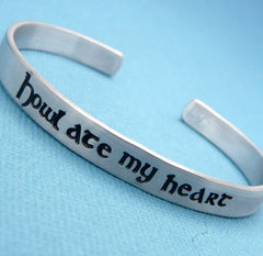 Howl's Moving Castle Inspired - Howl Ate My Heart - A Hand Stamped Bracelet in Aluminum or Sterling Silver