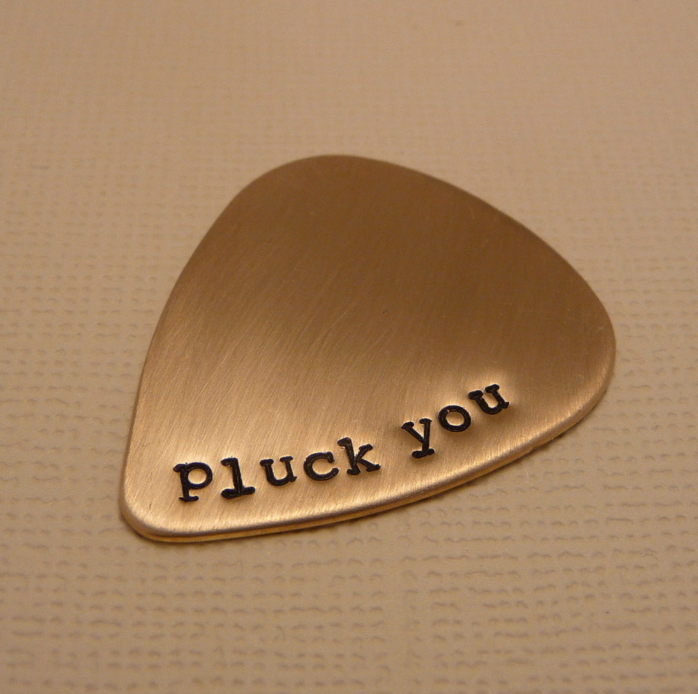 Custom Hand Stamped Brass Guitar Pick