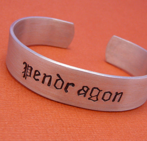 Merlin Inspired - Pendragon - A Hand Stamped Aluminum Bracelet