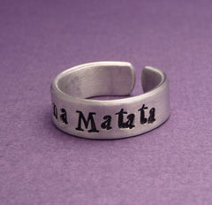 Lion King Inspired - Hakuna Matata - Hand Stamped Aluminum Ring