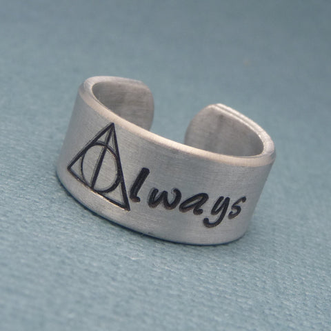 Harry Potter Inspired - Always - A Hand Stamped Aluminum Ring