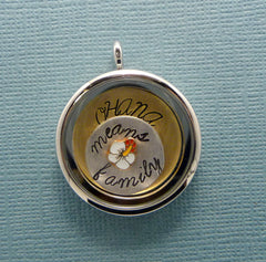 Lilo and Stitch Inspired - Ohana Means Family - A Floating Locket / Memory Locket / Living Locket