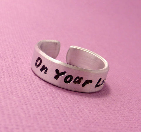 Captain America Inspired - On Your Left - A Hand Stamped Aluminum Ring