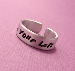 Captain America Inspired - On Your Left - A Hand Stamped Aluminum Ring