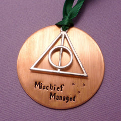 Harry Potter Inspired - Mischief Managed - A Hand Stamped Ornament