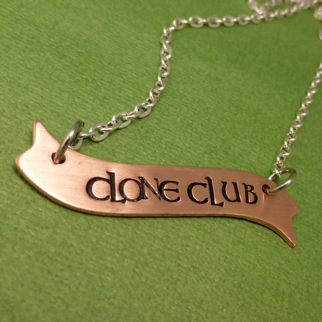 Orphan Black Inspired - CLONE CLUB - A Hand Stamped Banner Necklace