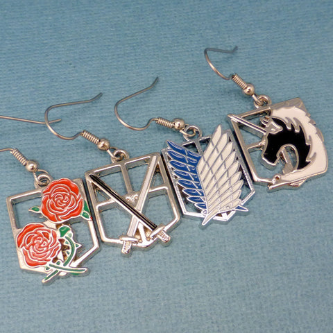 Attack on Titan Inspired - Cadets, Survey Corps, Military Police Brigade & the Garrison Regiment - Enameled Earrings