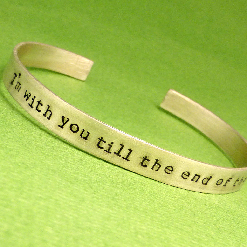 Personalized Custom Hand Stamped on ONE SIDE 1/4 inch Sterling Silver Cuff Bracelet