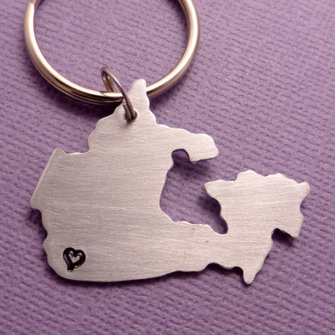 My heart belongs in Canada - A Hand Stamped Aluminum Keychain