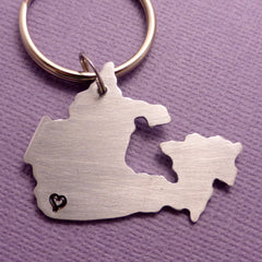 My heart belongs in Canada - A Hand Stamped Aluminum Keychain