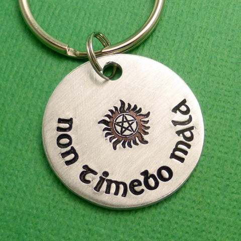 Supernatural Inspired - Non Timebo Mala - A Hand Stamped Aluminum Keychain or Necklace