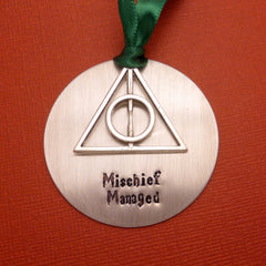 Harry Potter Inspired - Mischief Managed - A Hand Stamped Aluminum Ornament