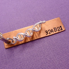 Orphan Black Inspired - 324B21 - A Hand Stamped Keychain in Aluminum or Copper w/DNA Charm