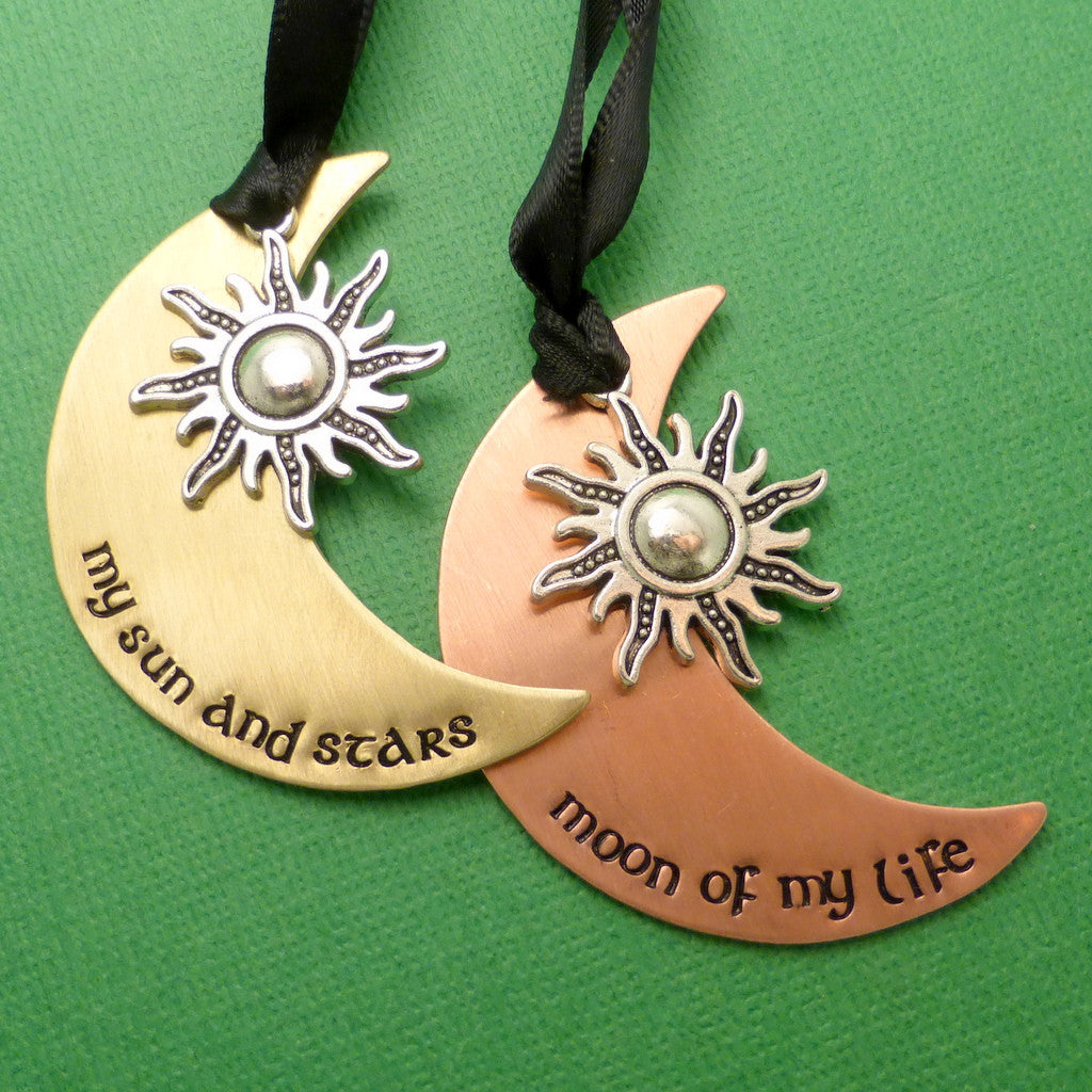 Game of Thrones Inspired - My Sun And Stars and Moon Of My Life - A Set of 2 Hand Stamped Ornaments