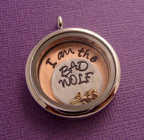 Doctor Who Inspired - I am the BAD WOLF - A Floating Locket / Memory Locket / Living Locket
