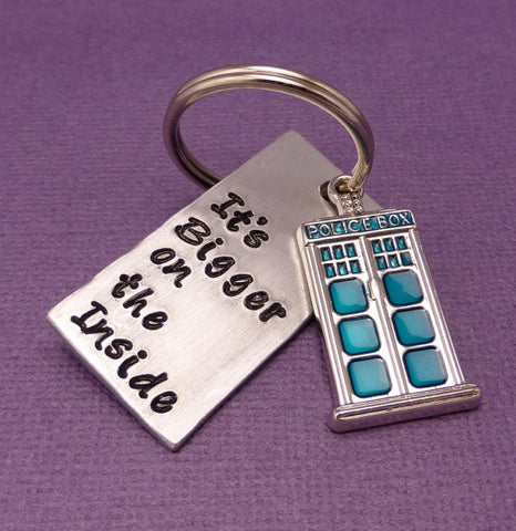 Doctor Who Inspired - It's Bigger On The Inside - A Hand Stamped Aluminum Keychain