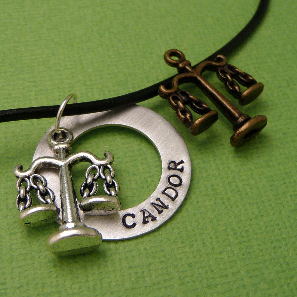 Divergent Inspired - Candor - A Hand Stamped Aluminum Washer Necklace