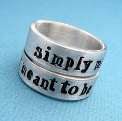 Nightmare Before Christmas Inspired - Simply Meant To Be - A Pair of Hand Stamped Aluminum Rings