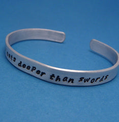Game of Thrones Inspired - Fear Cuts Deeper Than Swords - A Hand Stamped Bracelet in Aluminum or Sterling Silver