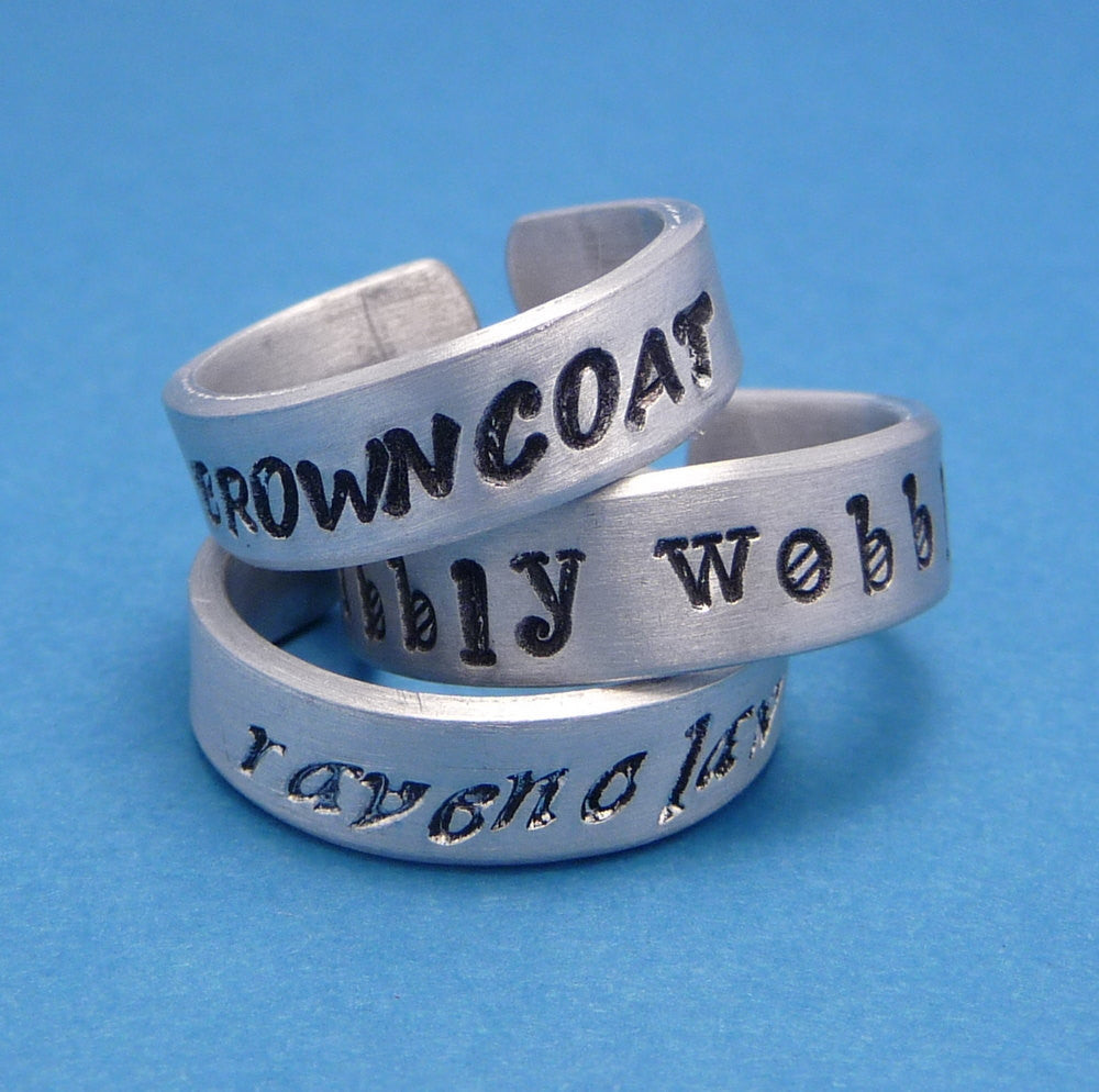 A CUSTOM Hand Stamped 1/4 inch Aluminum Ring - Stamping on ONE SIDE Only