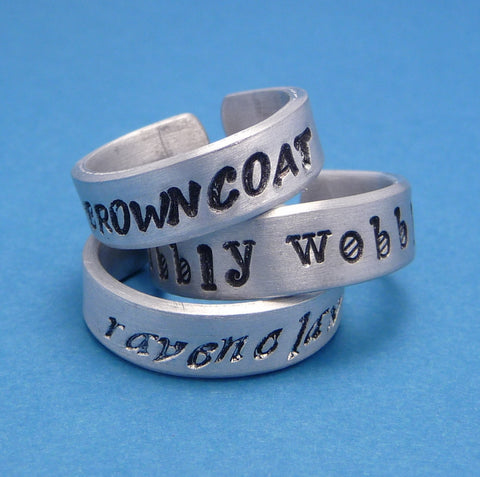 A CUSTOM Hand Stamped 1/4 inch Aluminum Ring - Stamping on ONE SIDE Only