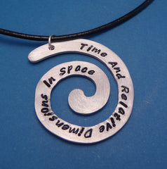 Doctor Who Inspired - Time And Relative Dimensions In Space - A Hand Stamped Aluminum Spiral Necklace