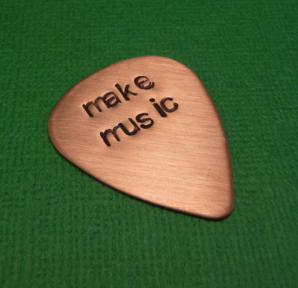 Custom Hand Stamped Copper Guitar Pick