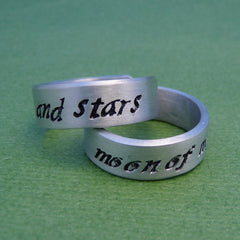 Game of Thrones Inspired - My Sun and Stars & Moon of My Life - A Pair of Hand Stamped Aluminum Rings