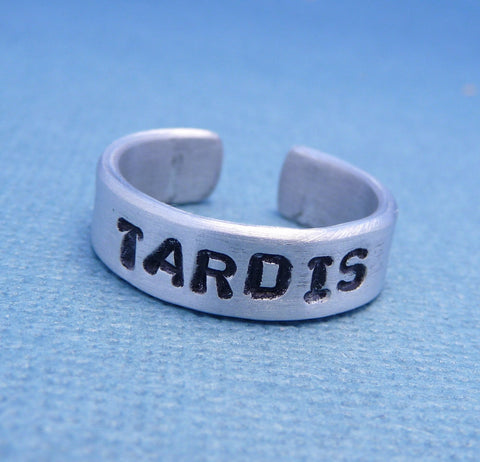 Doctor Who Inspired - TARDIS - A Hand Stamped Aluminum Ring