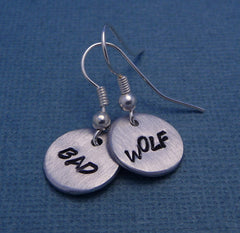 Doctor Who Inspired - Bad Wolf - A Pair of Hand Stamped Earrings