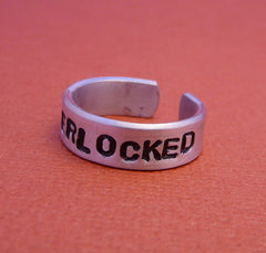 Sherlock Inspired - SHERLOCKED - Hand Stamped Aluminum Rings