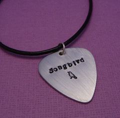 Glee Inspired - Songbird - A Hand Stamped Aluminum Guitar Pick Necklace