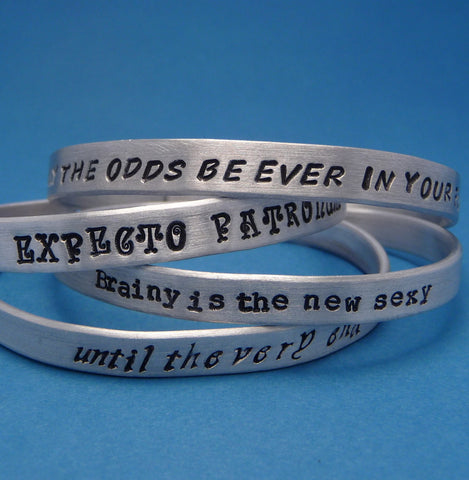 Custom 1/4 Hand Stamped Aluminum Bracelet with stamping on TWO SIDES