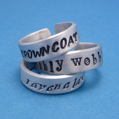 CUSTOM Hand Stamped Aluminum Ring - Stamped on TWO SIDES