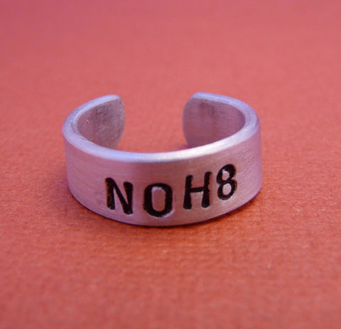 Charity Series - NOH8 - A Hand Stamped Aluminum Ring