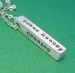 Harry Potter Inspired - Slytherin Attributes - A Hand Stamped Aluminum Bar Necklace