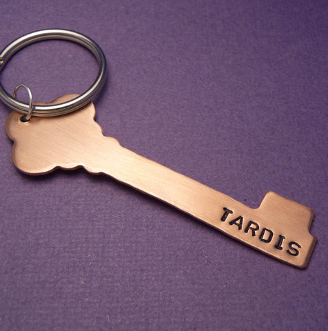 Custom ONE SIDED Hand Stamped Copper or Brass Keychain
