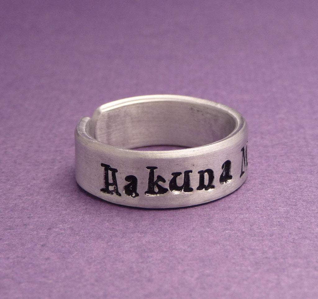 Lion King Inspired - Hakuna Matata - Hand Stamped Aluminum Ring