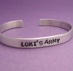 The Avengers Inspired - Loki's Army - A Hand Stamped Bracelet in Aluminum or Sterling Silver