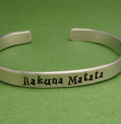 Lion King Inspired - Hakuna Matata - Hand Stamped Aluminum Bracelet