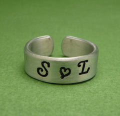 Love's Initials - A Custom Hand Stamped 1/4 inch Aluminum Ring