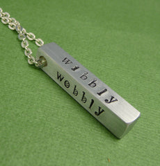 Doctor Who Inspired - Wibbly Wobbly...Timey Wimey... - A Hand Stamped Aluminum Bar Necklace