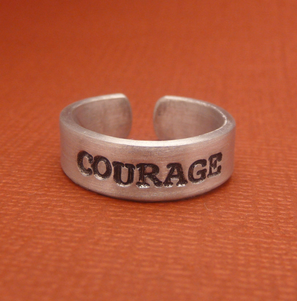 Glee Inspired - Courage - A Hand Stamped Aluminum Ring