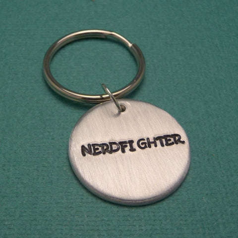 Nerdfighter - A Hand Stamped Aluminum Keychain