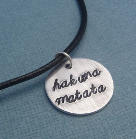 Lion King Inspired - Hakuna Matata - Hand Stamped Aluminum Necklace
