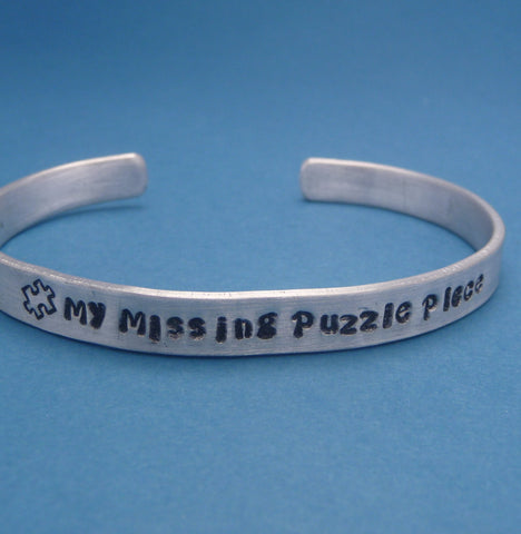 Glee Inspired - My Missing Puzzle Piece - A Hand Stamped Bracelet in Aluminum or Sterling Silver