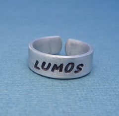 Harry Potter Inspired - Lumos - A Hand Stamped Aluminum Ring