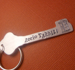 Doctor Who Inspired - Accio TARDIS - A Hand Stamped Aluminum Keychain